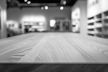 Poster - Wood table, shop background.