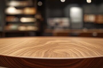 Poster - Wooden table, blurry background.