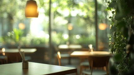 Poster - Indoor restaurant with greenery.