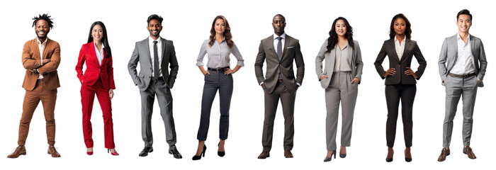 PNG Diverse professionals in business attire, element set on transparent background