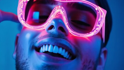 Wall Mural - this image showcases a vibrant and lively expression against a backdrop of neon lights. perfect for 