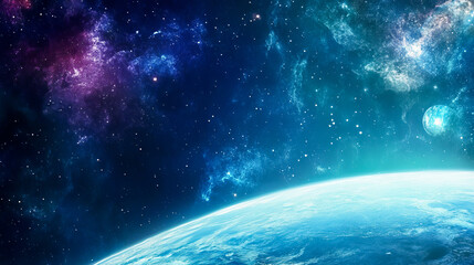 Wall Mural - Awe-inspiring cosmic landscape with vibrant celestial clouds and distant stars