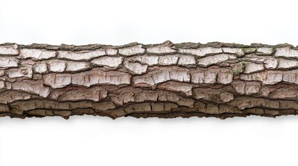 Wall Mural - Detailed closeup, textured tree bark against a pristine white backdrop 