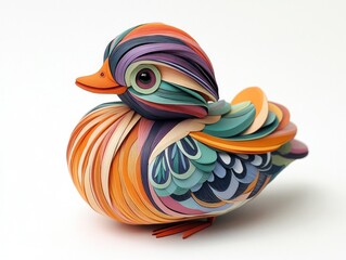 Wall Mural - A colorful paper sculpture of a duck showcasing intricate design and craftsmanship.