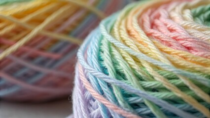 Poster - A colorful ball of yarn with a rainbow pattern
