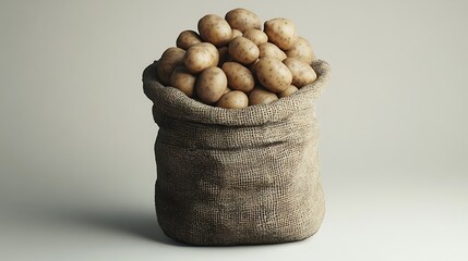 Wall Mural - A bag of potatoes isolated on white background