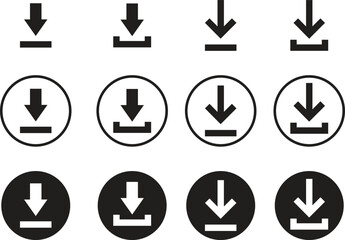 Wall Mural - set of download flat vectors icons. install symbols. upload buttons. load symbols. software download