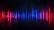 © Best_Seller - Neon laser wave for music equalizer concept. Realistic vector illustration of abstract red and blue glow line as sound energy pulse. Gradient led fluorescent dynamic chart for synthwave design.