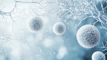 Canvas Print - Frozen spheres on winter branches.