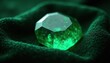 © ทรัพย์ทวี แก้วไพฑูรย - Emerald green crystal nestled in a bed of black velvet, precious, high end