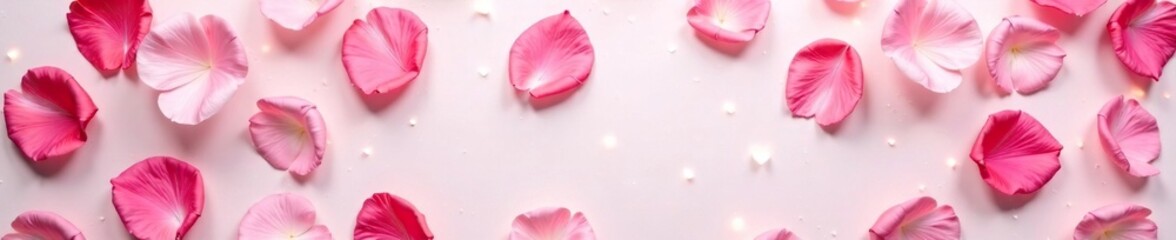 Wall Mural - Delicate rose petals scattered on a soft white background, texture, flowers, floral