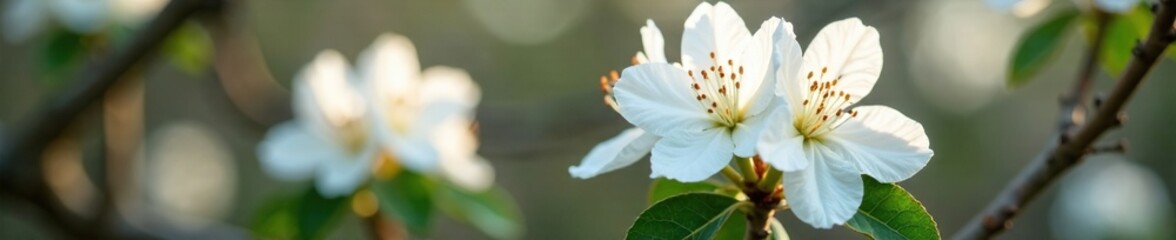 Wall Mural - White petals unfurl gently on rhododendron flowers in early spring, blossoming, blooming, blossom