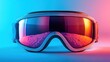 © Mat - Ski goggles with reflective lenses showing snow.