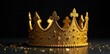 © Saksakon - Isolated gold glitter birthday crown on a dark background, glitter, gold, luxurious