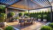 © chaowalit - Modern Patio Under Pergola, Stylish Dining