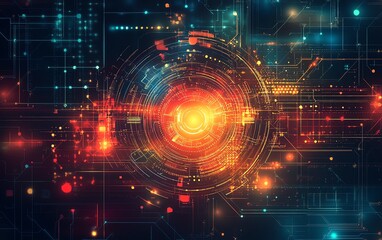 Aufkleber - A digitalinspired design concept background, featuring neon hues, futuristic patterns, and glowing elements for a hightech, edgy look