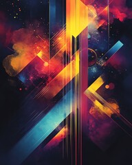 Poster - A modern design concept background, featuring abstract geometric shapes, vibrant colors, and dynamic lines creating a futuristic look