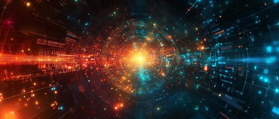Leinwandbilder - An abstract IT security concept, with a digital shield, binary code, and interconnected networks, symbolizing data protection and cyber defense