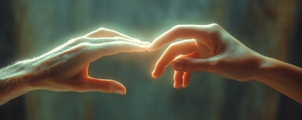 Aufkleber - A hightech business concept showing two hands almost touching, symbolizing the synergy between artificial intelligence and human interaction