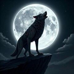  wolf howling at night moon