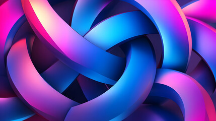 Wall Mural - 3d abstract background with interlocking geometric shapes, glowing neon edges, and vibrant gradients
