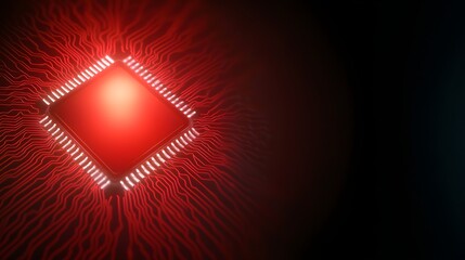 Wall Mural - Abstract representation of a glowing microchip with circuits