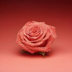 Wall Mural - Close-up of a dew-kissed red rose on a gradient background