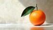 © microtech - A Fresh Orange with a Leaf on Top.