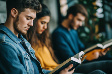 Group of christian reading bible.