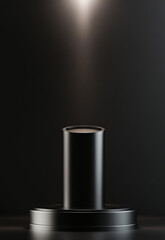 Wall Mural - abstract black color background and step of podium for product presentation. black podium or pedesta