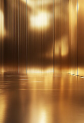 Wall Mural - futuristic backdrop for product presentation golden tile wall and floor - modern architecture backgr