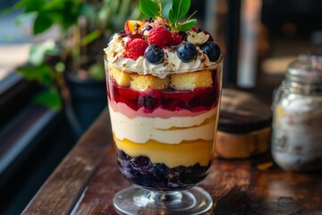 Canvas Print - Layered Berry Trifle Dessert in Glass