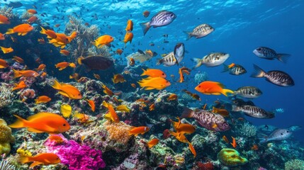Naklejka na meble Vibrant Coral Reef Ecosystem with Colorful Fish