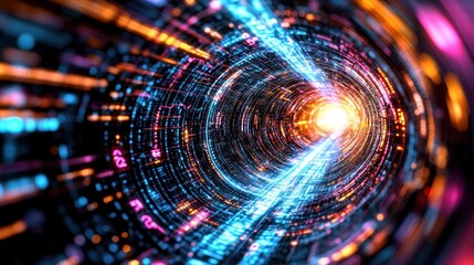 Fototapete - Digital Data Tunnel.