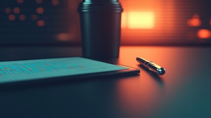 Poster - Business Report and Pen on Desk