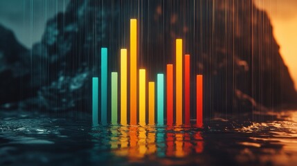 Aufkleber - Colorful Bar Graph in Rain Blur Background