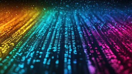 blur background of digital rainbow data stream.