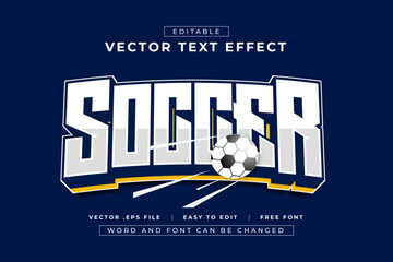 Soccer 3D editable text effect style with dark blue background