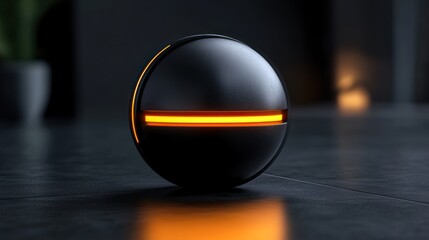 Wall Mural - Futuristic glowing sphere on dark surface.