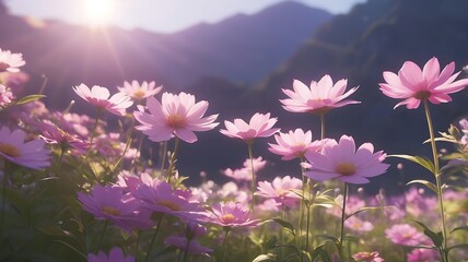 Wall Mural - Beautiful Wild flowers in a sunny spring day