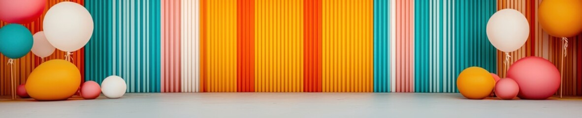 Wall Mural - a carnival wedding backdrop with bold stripes and vibrant patterns.