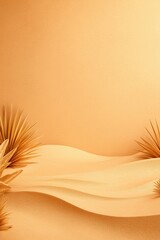 Poster - A desert wedding backdrop with golden hues and cactus decorations.