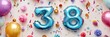 © Lycee - Thirty eight birthday balloons and confetti celebration
