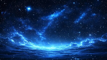 Wall Mural - starry night sky background with a blue starry