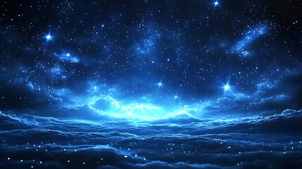 Wall Mural - starry night sky background with a blue starry