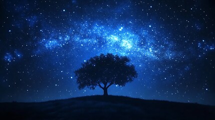 Wall Mural - starry night sky background with a blue starry