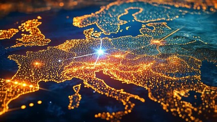 Wall Mural - a captivating illustration of europe showcasing bright lights and intricate details. this digital ar