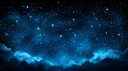 Wall Mural - starry night sky background with a blue starry