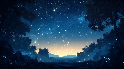 Wall Mural - starry night sky background with a blue starry