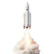 © harmaian - White rocket launching, isolated on white background.